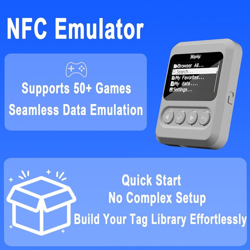 Wuzplay محاكي NFC متوافق مع Switch 1 و 2 وأجهزة تدعم NFC - شاشة OLED بحجم 1.54 بوصة عملية بسيطة | أداة بطاقات NFC - تخزن أكثر من 3000 إدخال بيانات NFC | إعادة كتابة غير محدودة - Image 2